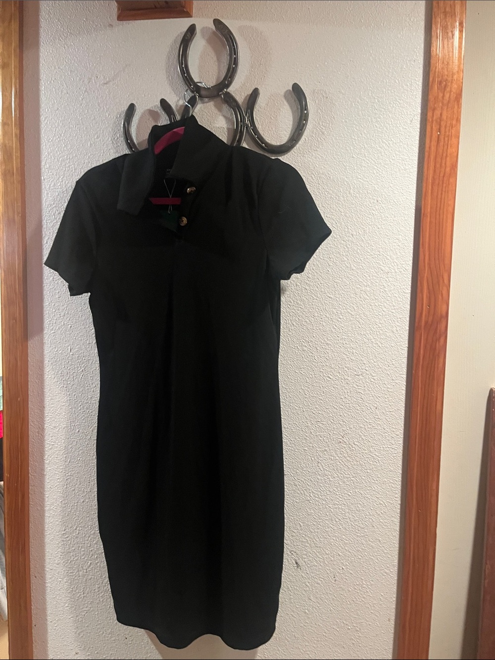 SHEIN Black Short-Sleeve Polo Mini Dress